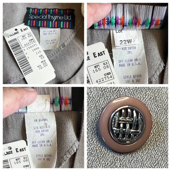 Special Thyme Ltd Womens 2-Piece Set 22W Gray Buttoned Blouse & Pants Rayon Blen - Picture 10 of 16